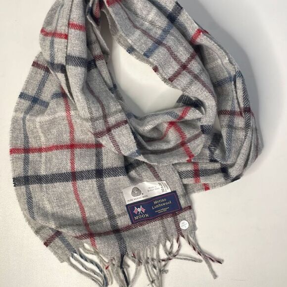Moon Plaid Merino Lambswool Scarf England - Picture 5 of 5